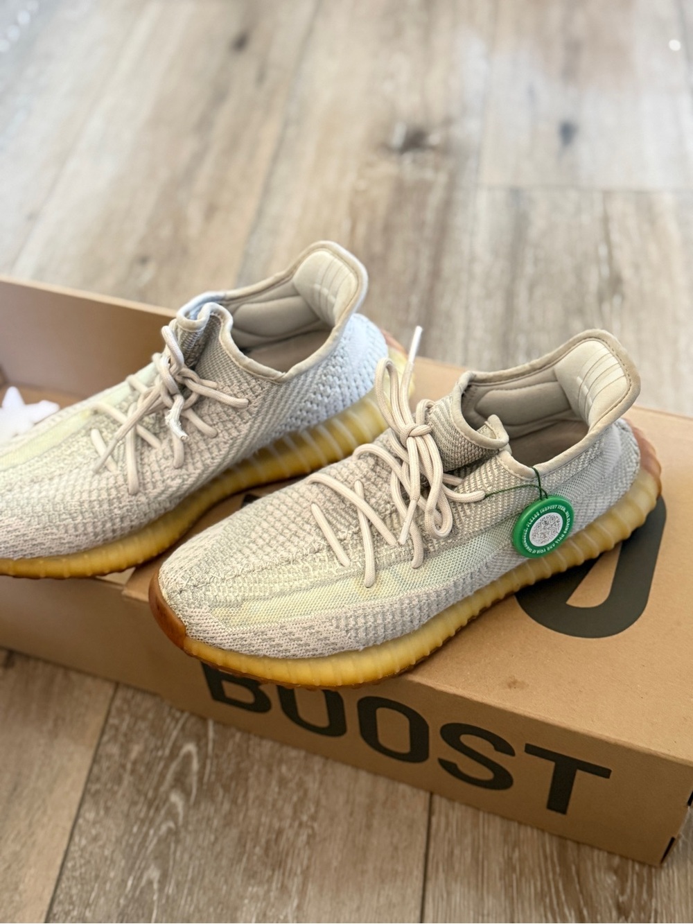 adidas Kids Cream Knit Sneakers with Yellow Gum Sole
